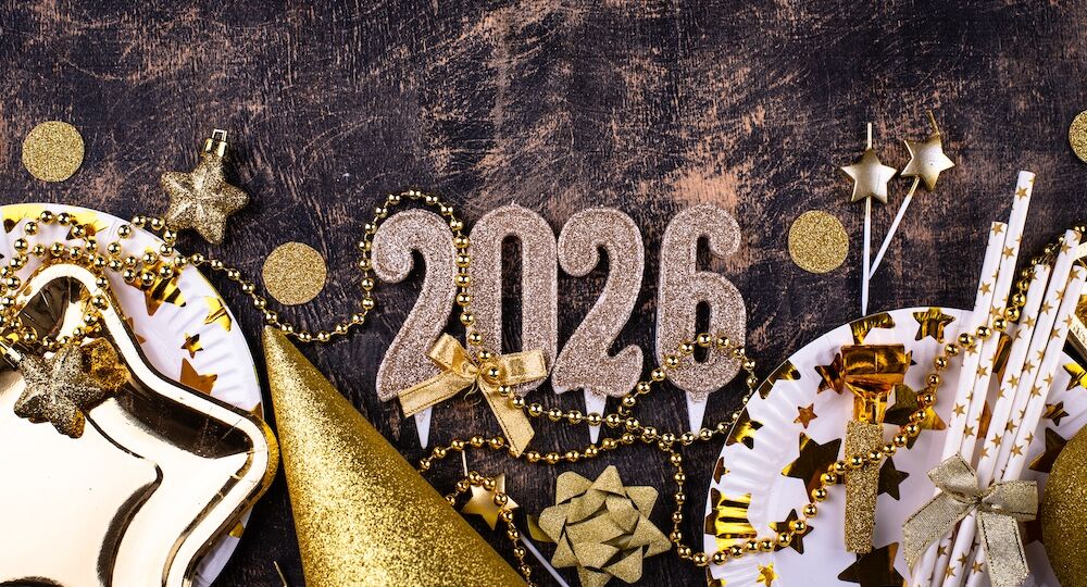 2026 New year background with golden decoration